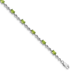 Sterling Silver Rhodium-plated Peridot Bracelet - 3