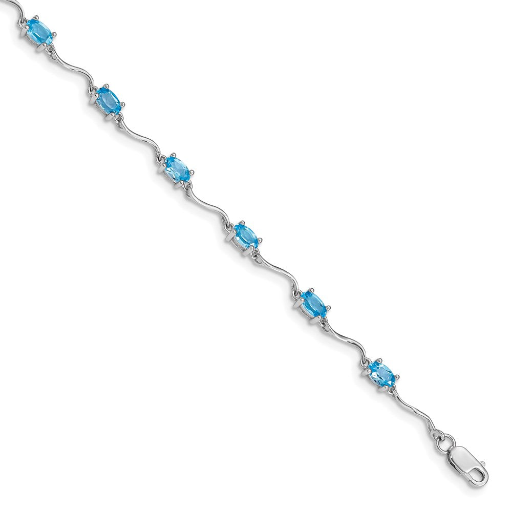 Sterling Silver Rhodium-plated Blue Topaz Bracelet - 6