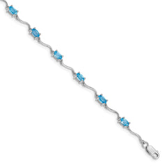 Sterling Silver Rhodium-plated Blue Topaz Bracelet - 6