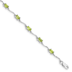 Sterling Silver Rhodium-plated Peridot Bracelet - 4