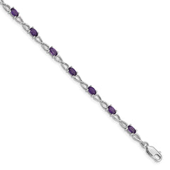 Sterling Silver Rhodium-plated Amethyst Bracelet - 4
