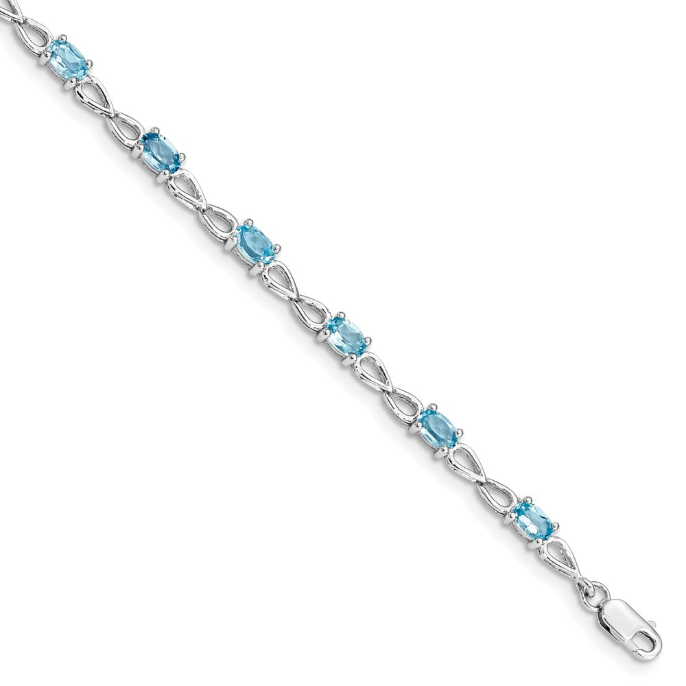 Sterling Silver Rhodium-plated Blue Topaz Bracelet - 9