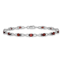 Sterling Silver Rhodium-plated Garnet Bracelet - 2