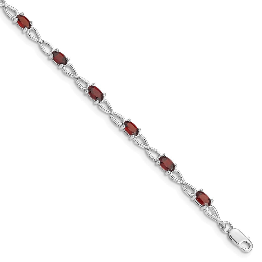 Sterling Silver Rhodium-plated Garnet Bracelet - 2