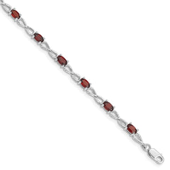 Sterling Silver Rhodium-plated Garnet Bracelet - 2