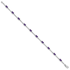 Sterling Silver Rhodium-plated Amethyst Bracelet - 14