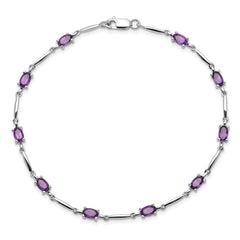 Sterling Silver Rhodium-plated Amethyst Bracelet - 14