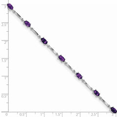 Sterling Silver Rhodium-plated Amethyst Bracelet - 14