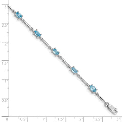 Sterling Silver Rhodium-plated Blue Topaz Bracelet - 5