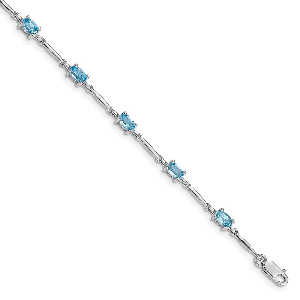 Sterling Silver Rhodium-plated Blue Topaz Bracelet - 5