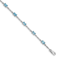 Sterling Silver Rhodium-plated Blue Topaz Bracelet - 5