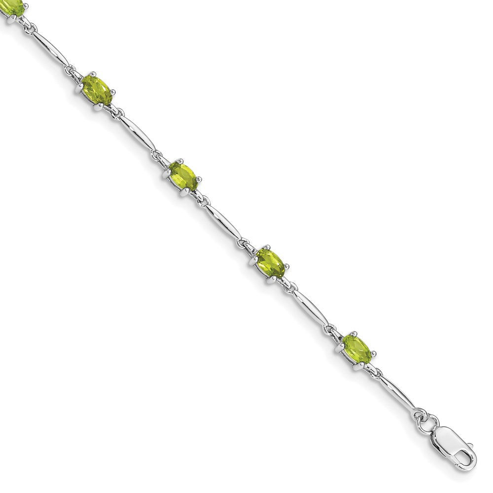 Sterling Silver Rhodium-plated Peridot Bracelet - 10