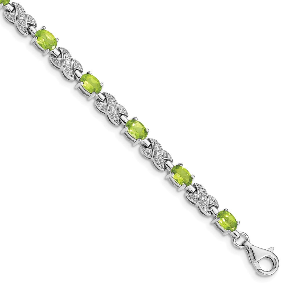 Sterling Silver Rhodium-plated Peridot Bracelet - 11