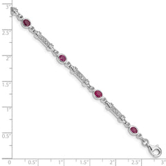 Sterling Silver Rhodium-plated Composite Ruby and Diamond Bracelet - 3