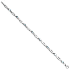 Sterling Silver Rhodium-plated Aquamarine and Diamond Bracelet - 3