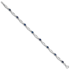 Sterling Silver Rhodium-plated Sapphire and Diamond Bracelet - 3