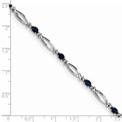 Sterling Silver Rhodium-plated Sapphire and Diamond Bracelet - 3