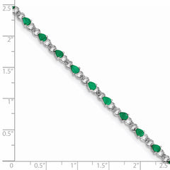 Sterling Silver Rhodium-plated Emerald and Diamond Bracelet - 2