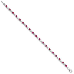 Sterling Silver Rhodium-plated Composite Ruby and Diamond Bracelet - 4