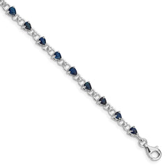 Sterling Silver Rhodium-plated Sapphire and Diamond Bracelet - 4