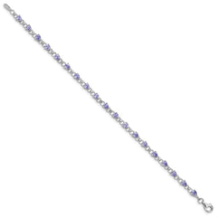 Sterling Silver Rhodium-plated Tanzanite and Diamond Bracelet - 3