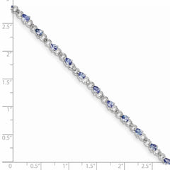 Sterling Silver Rhodium-plated Tanzanite and Diamond Bracelet - 3