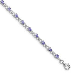 Sterling Silver Rhodium-plated Tanzanite and Diamond Bracelet - 3
