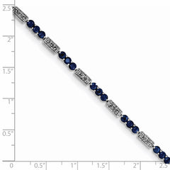 Sterling Silver Rhodium-plated Sapphire and Diamond Bracelet - 2