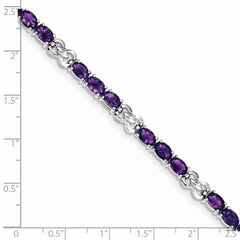 Sterling Silver Rhodium-plated Amethyst Bracelet - 8