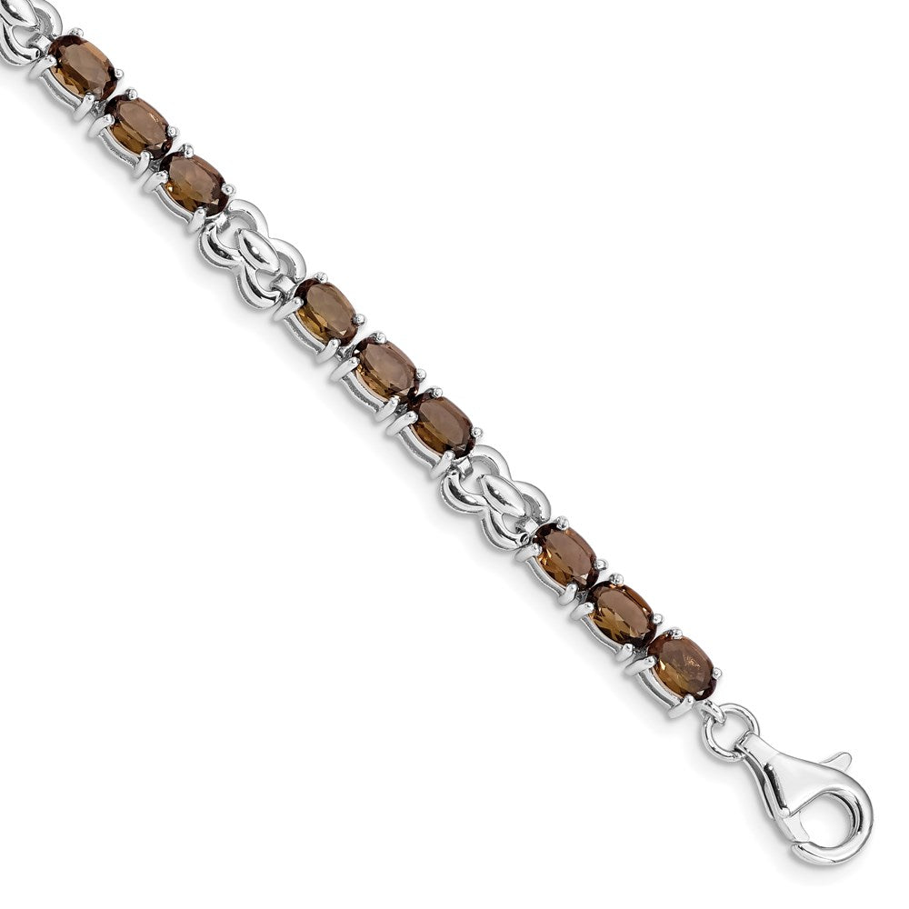 Sterling Silver Rhodium-plated Smoky Quartz Bracelet - 2