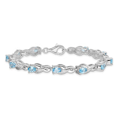 Sterling Silver Rhodium-plated Blue Topaz Bracelet - 2