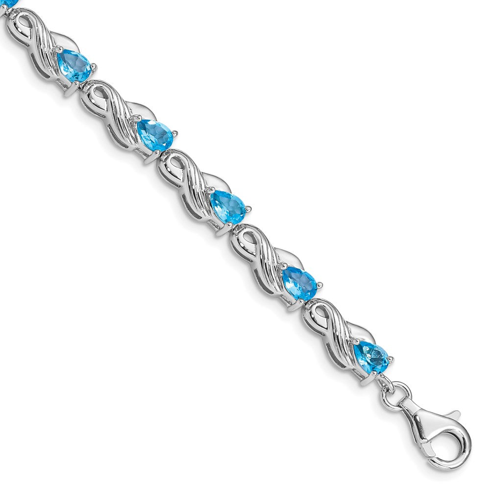 Sterling Silver Rhodium-plated Blue Topaz Bracelet - 2