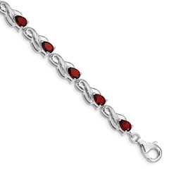 Sterling Silver Rhodium-plated Garnet Bracelet - 5