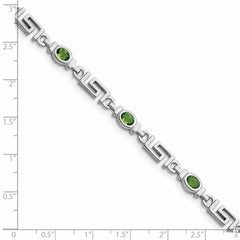Sterling Silver Rhodium-plated Peridot Bracelet - 7
