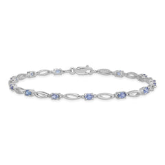 Sterling Silver Rhodium Plated Diamond and Tanzanite Bracelet - 2