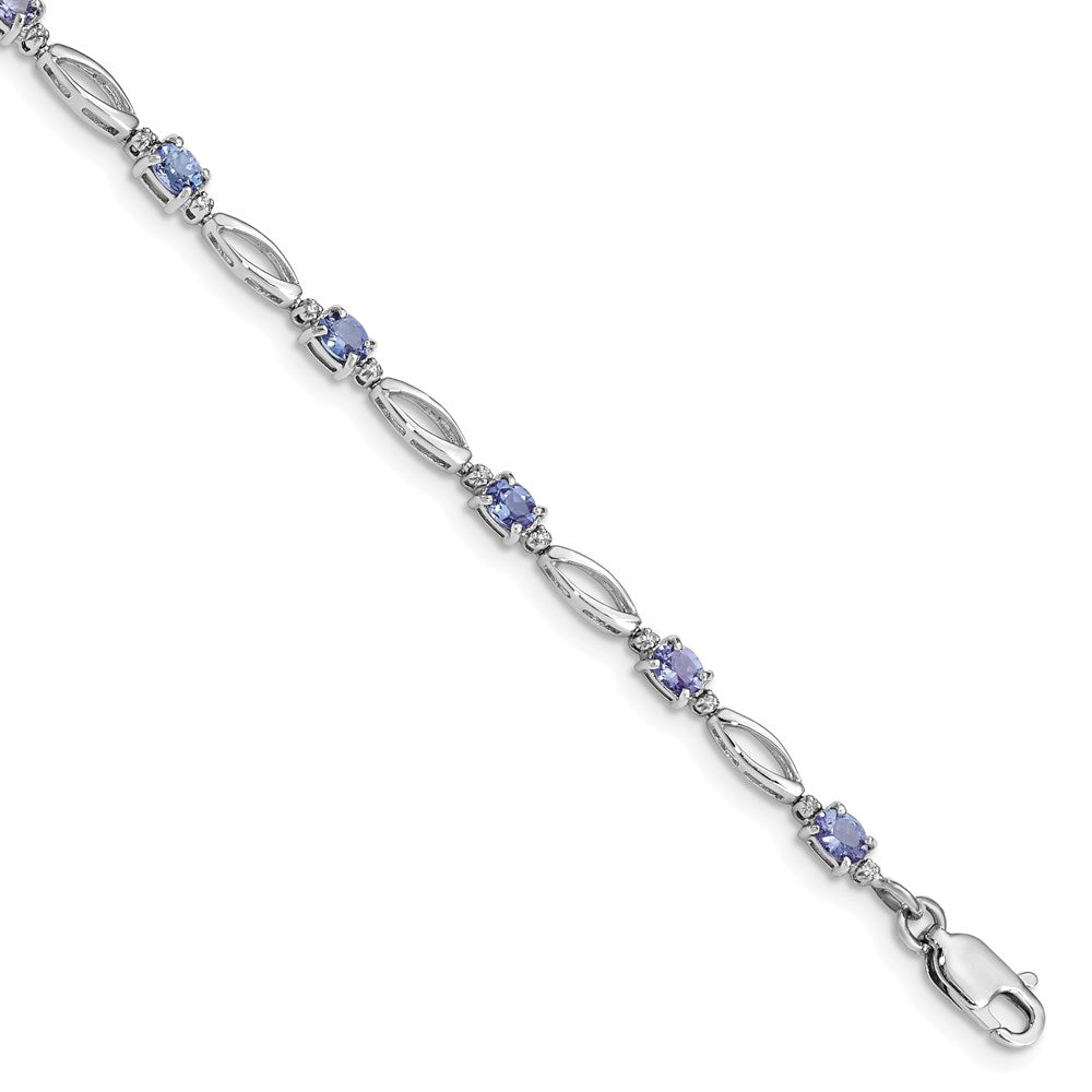 Sterling Silver Rhodium Plated Diamond and Tanzanite Bracelet - 2