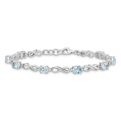 Sterling Silver Rhodium-plated Blue Topaz Figure 8 Bracelet