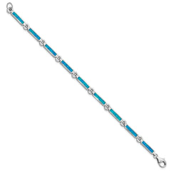 Sterling Silver Rhodium-plated Lab Created Opal Bars 7 inch Bracelet
