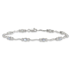 Stering Silver Rhodium-plated Polished Tanzanite 7.5 inch Bracelet