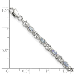 Sterling Silver Rhodium-plated Polished Tanzanite 7.5 inch Bracelet