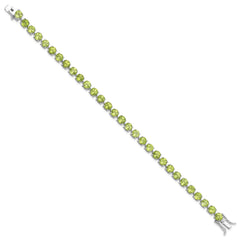 Sterling Silver Rhodium-plated 5mm 16.74PE Peridot Bracelet