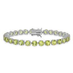 Sterling Silver Rhodium-plated 5mm 16.74PE Peridot Bracelet