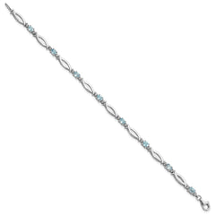 SS Rhodium-plated Light Swiss Blue Topaz and Diamond Bracelet