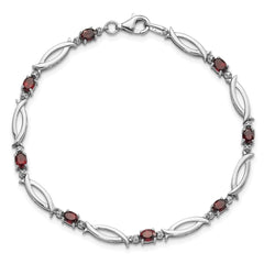 Sterling Silver Rhodium-plated Garnet and Diamond 7.25in Bracelet
