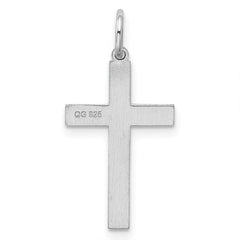 Sterling Silver Rhodium-plated Laser Designed Cross Pendant - 50