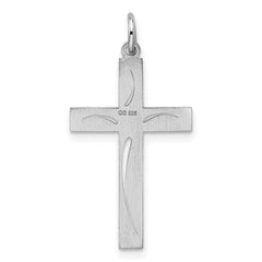 Sterling Silver Rhodium-plated Laser Designed Cross Pendant - 42