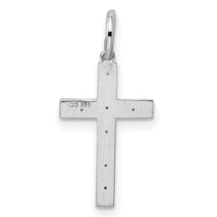 Sterling Silver Rhodium-plated Laser Designed Cross Pendant - 43