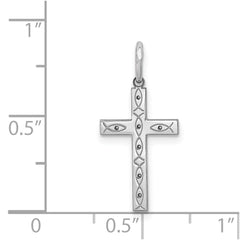 Sterling Silver Rhodium-plated Laser Designed Cross Pendant - 43