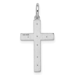 Sterling Silver Rhodium-plated Laser Designed Cross Pendant - 44