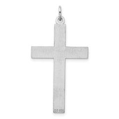 Sterling Silver Rhodium-plated Laser Designed Cross Pendant - 45